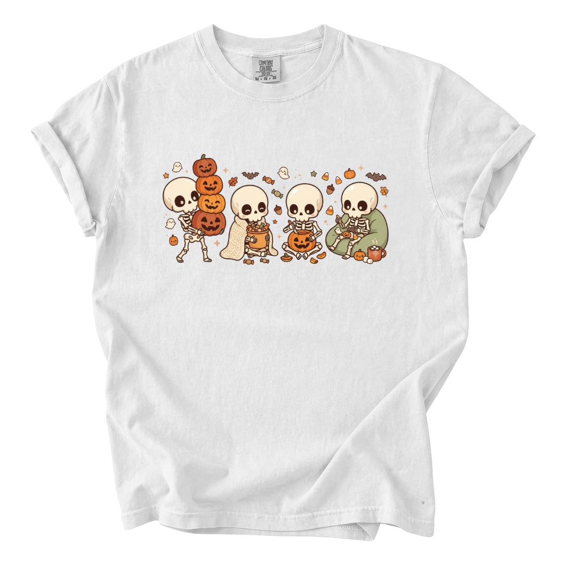 Cute Skeleton Halloween Shirt – Cozy Spooky Comfort Colors Graphic Tee