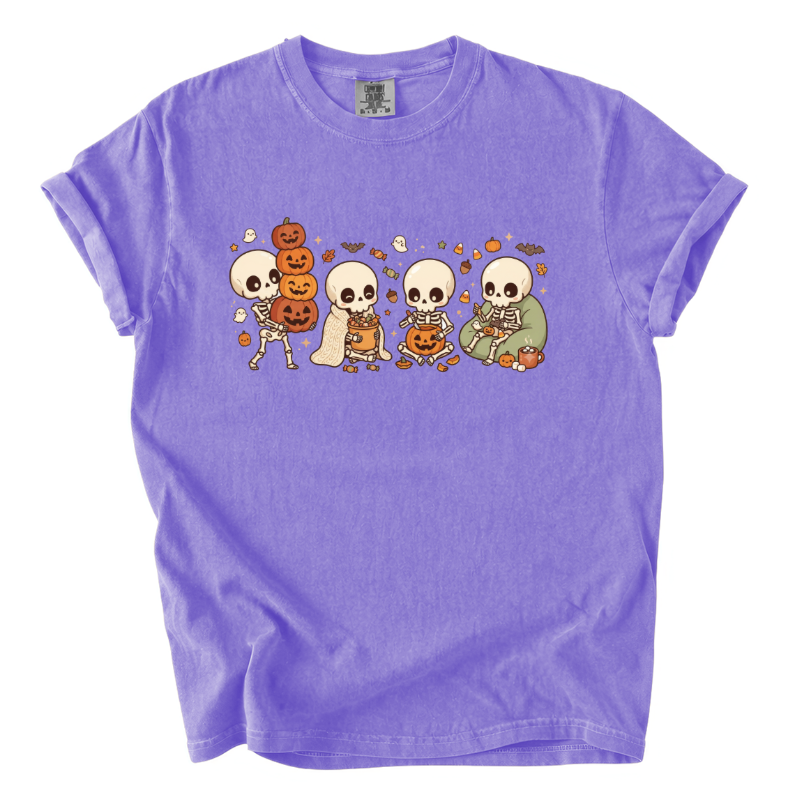 Cute Skeleton Halloween Shirt – Cozy Spooky Comfort Colors Graphic Tee