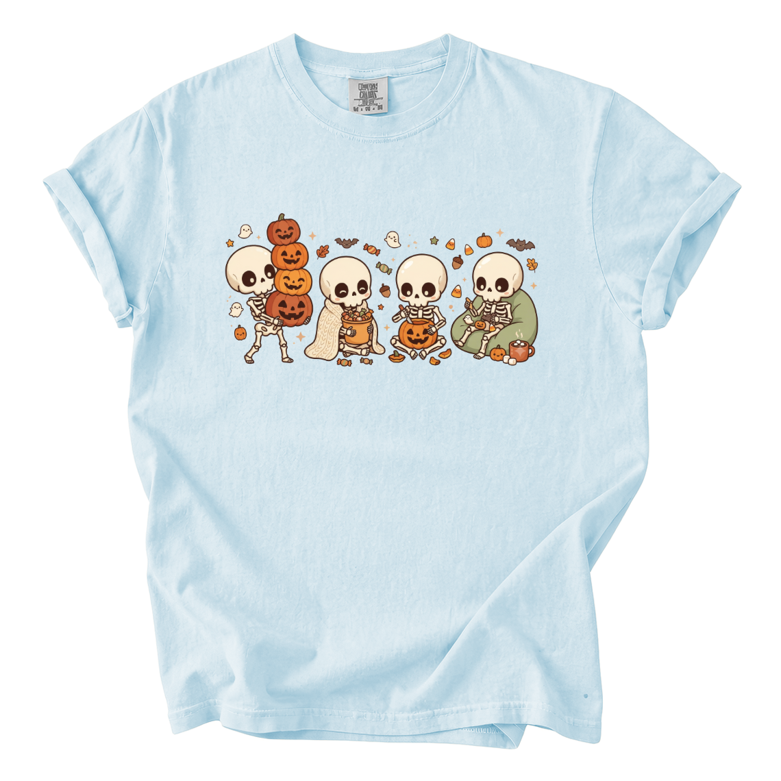 Cute Skeleton Halloween Shirt – Cozy Spooky Comfort Colors Graphic Tee
