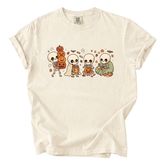 Cute Skeleton Halloween Shirt – Cozy Spooky Comfort Colors Graphic Tee