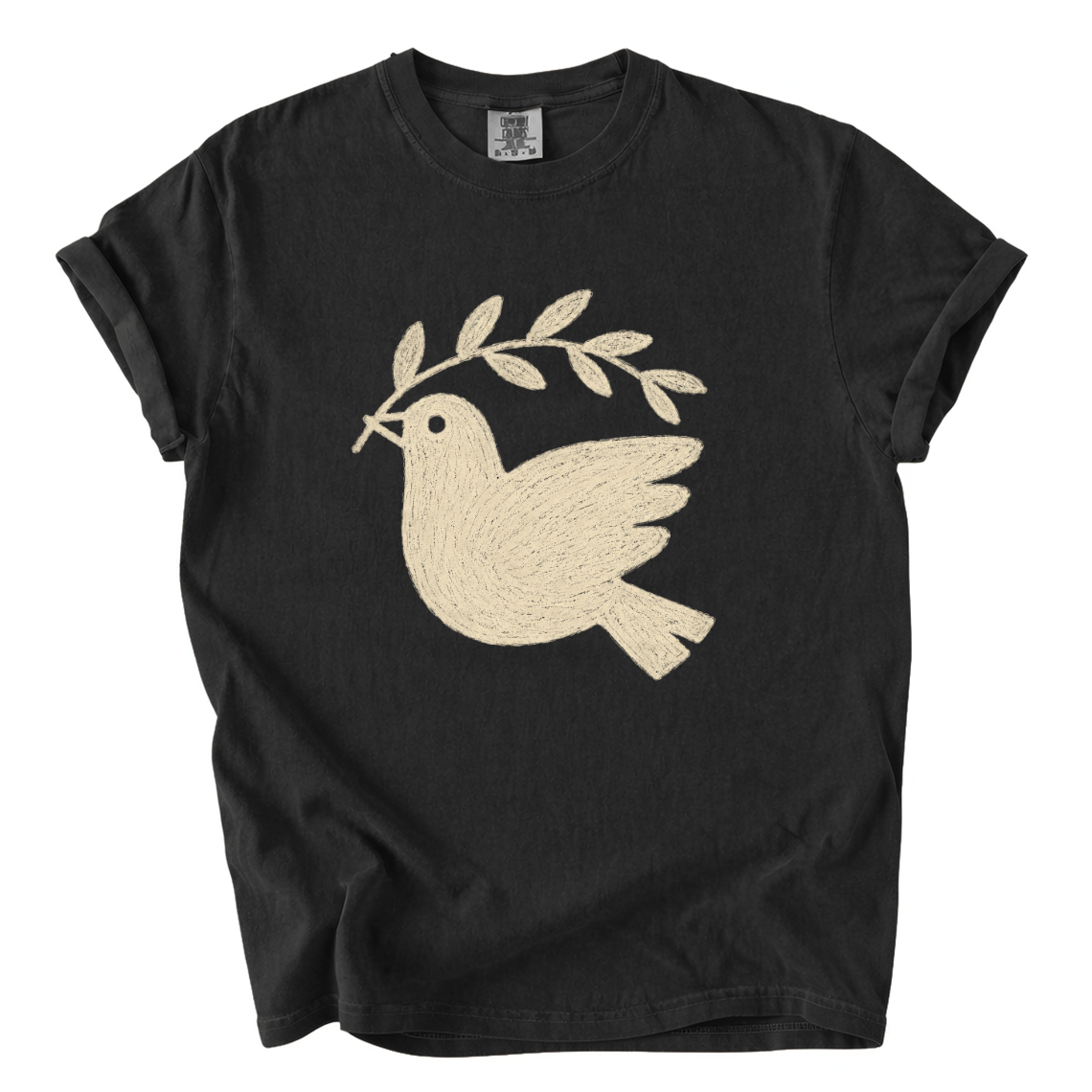 Dove and Olive Branch Shirt – Folk Art Peace Comfort Colors Graphic Tee