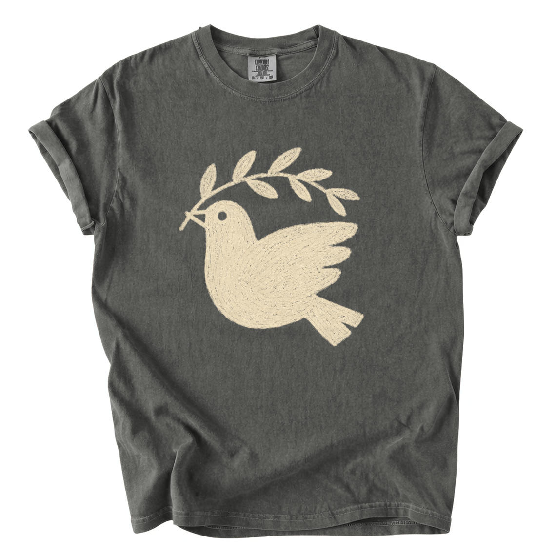 Dove and Olive Branch Shirt – Folk Art Peace Comfort Colors Graphic Tee