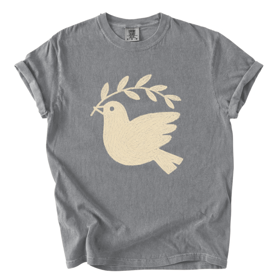 Dove and Olive Branch Shirt – Folk Art Peace Comfort Colors Graphic Tee