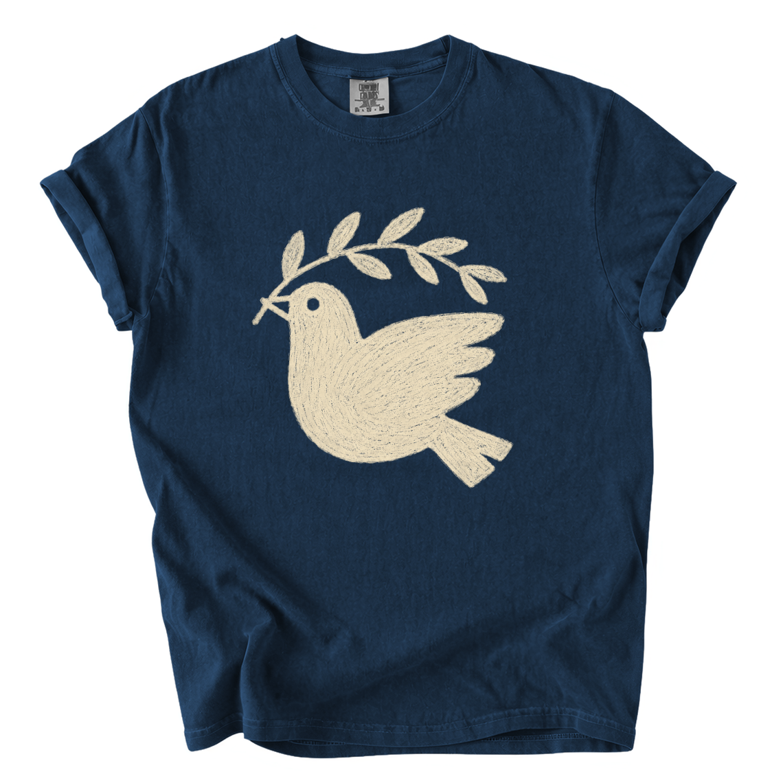 Dove and Olive Branch Shirt – Folk Art Peace Comfort Colors Graphic Tee