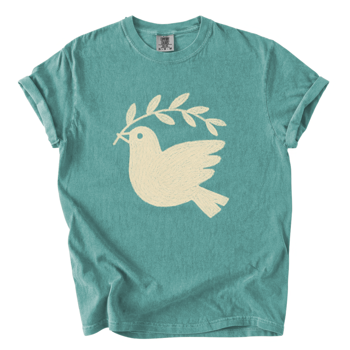 Dove and Olive Branch Shirt – Folk Art Peace Comfort Colors Graphic Tee