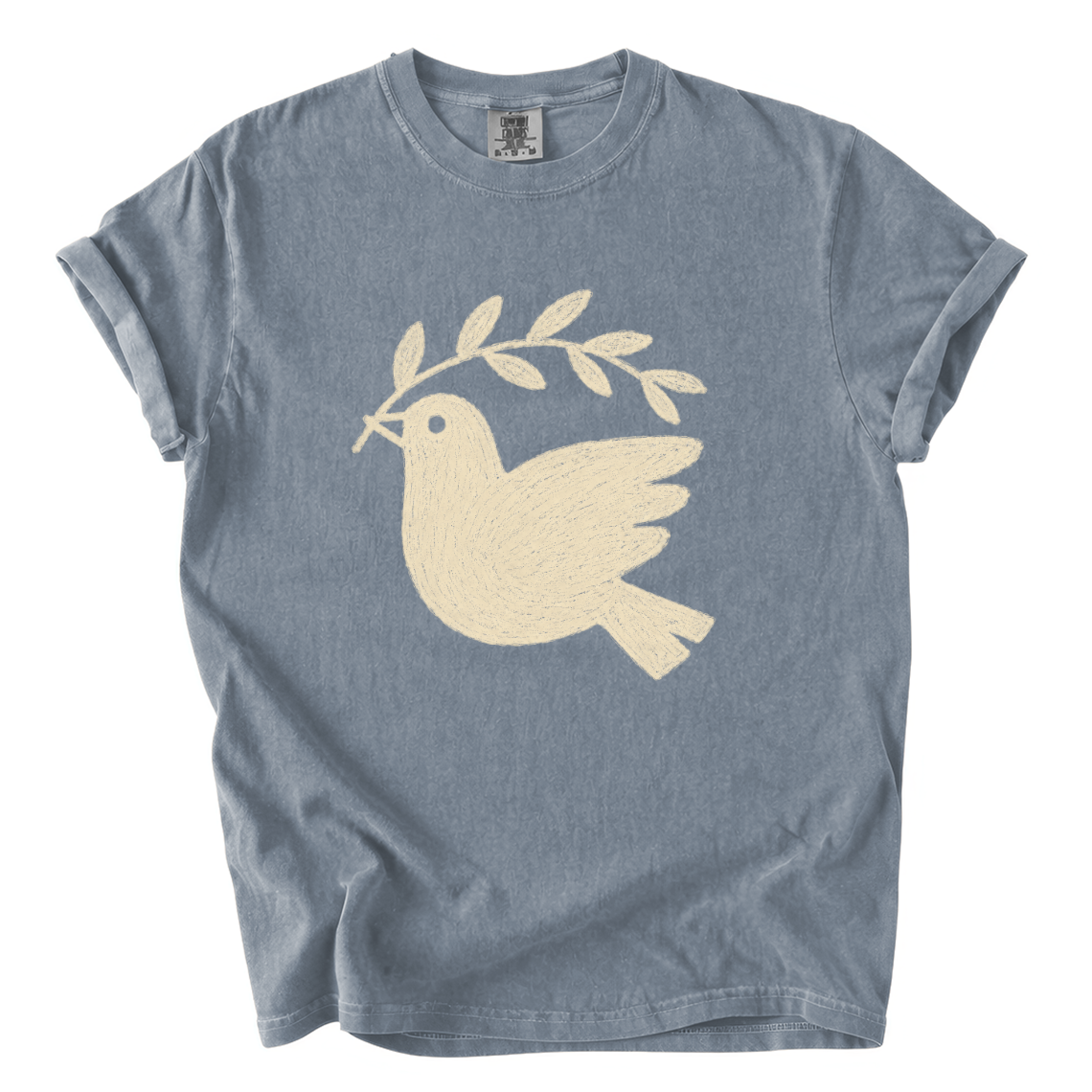 Dove and Olive Branch Shirt – Folk Art Peace Comfort Colors Graphic Tee