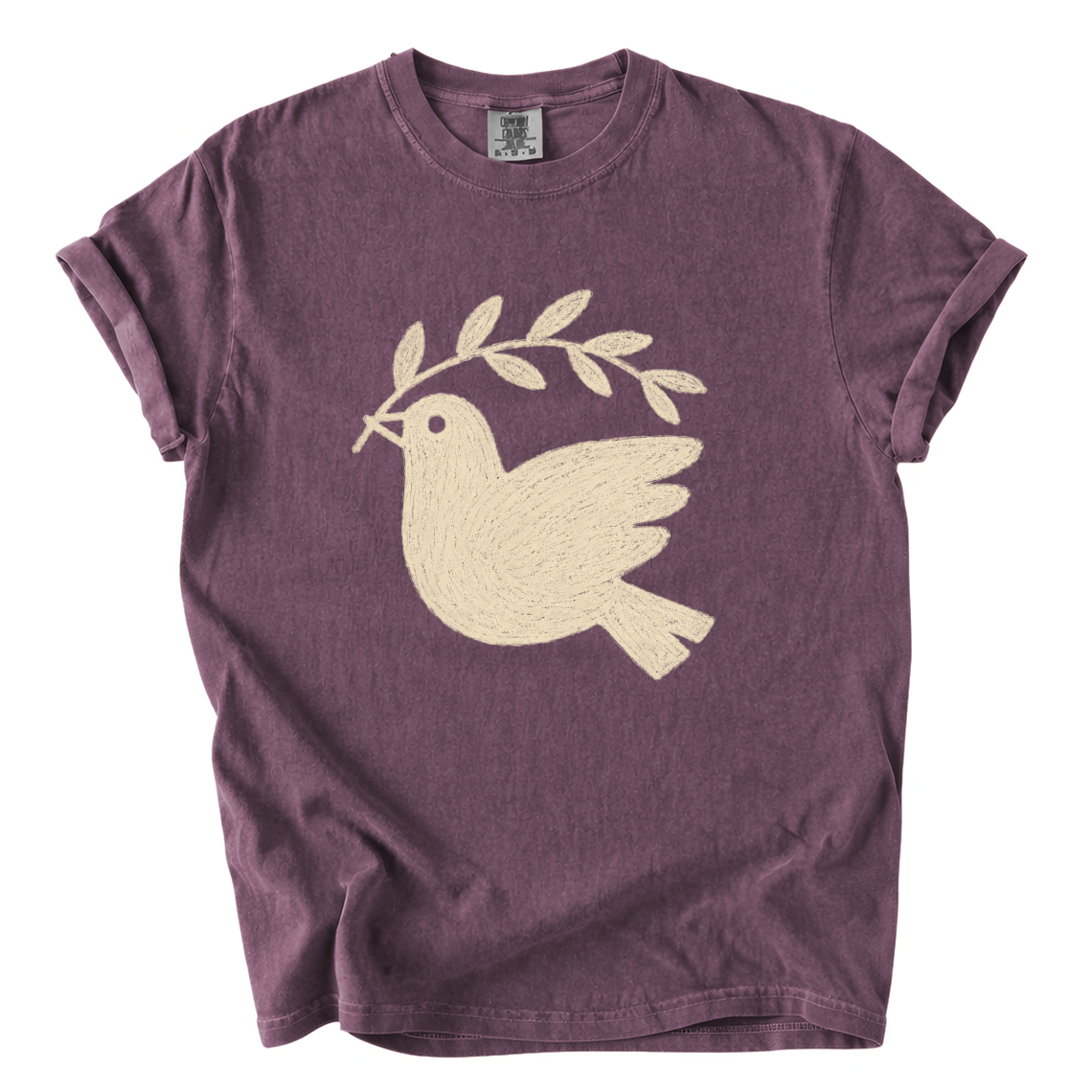 Dove and Olive Branch Shirt – Folk Art Peace Comfort Colors Graphic Tee