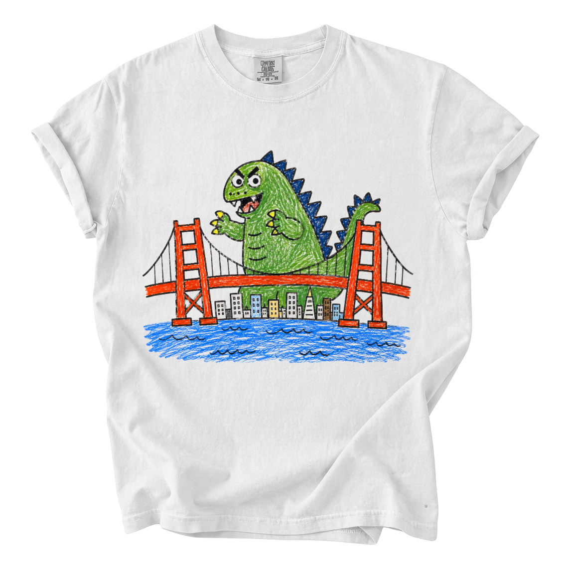 Godzilla Golden Gate Bridge Shirt – Funny Crayon Comfort Colors Tee