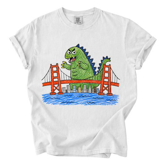 Godzilla Golden Gate Bridge Shirt – Funny Crayon Comfort Colors Tee