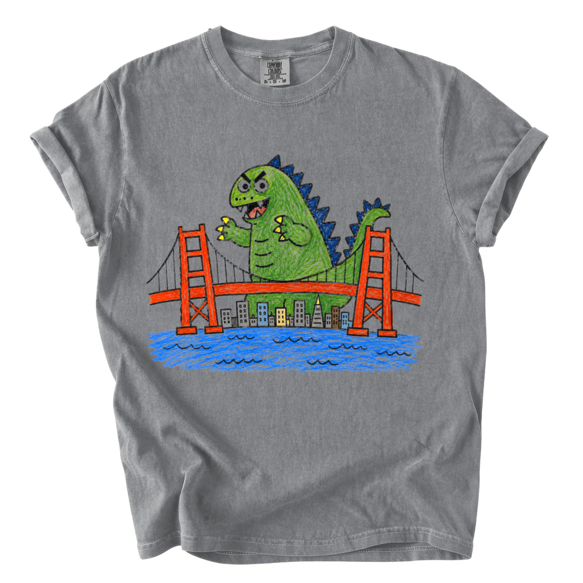 Godzilla Golden Gate Bridge Shirt – Funny Crayon Comfort Colors Tee