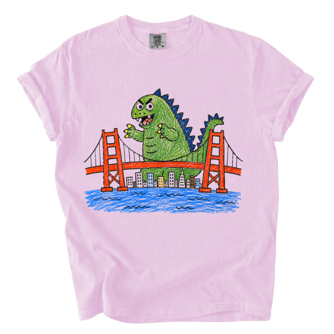 Godzilla Golden Gate Bridge Shirt – Funny Crayon Comfort Colors Tee