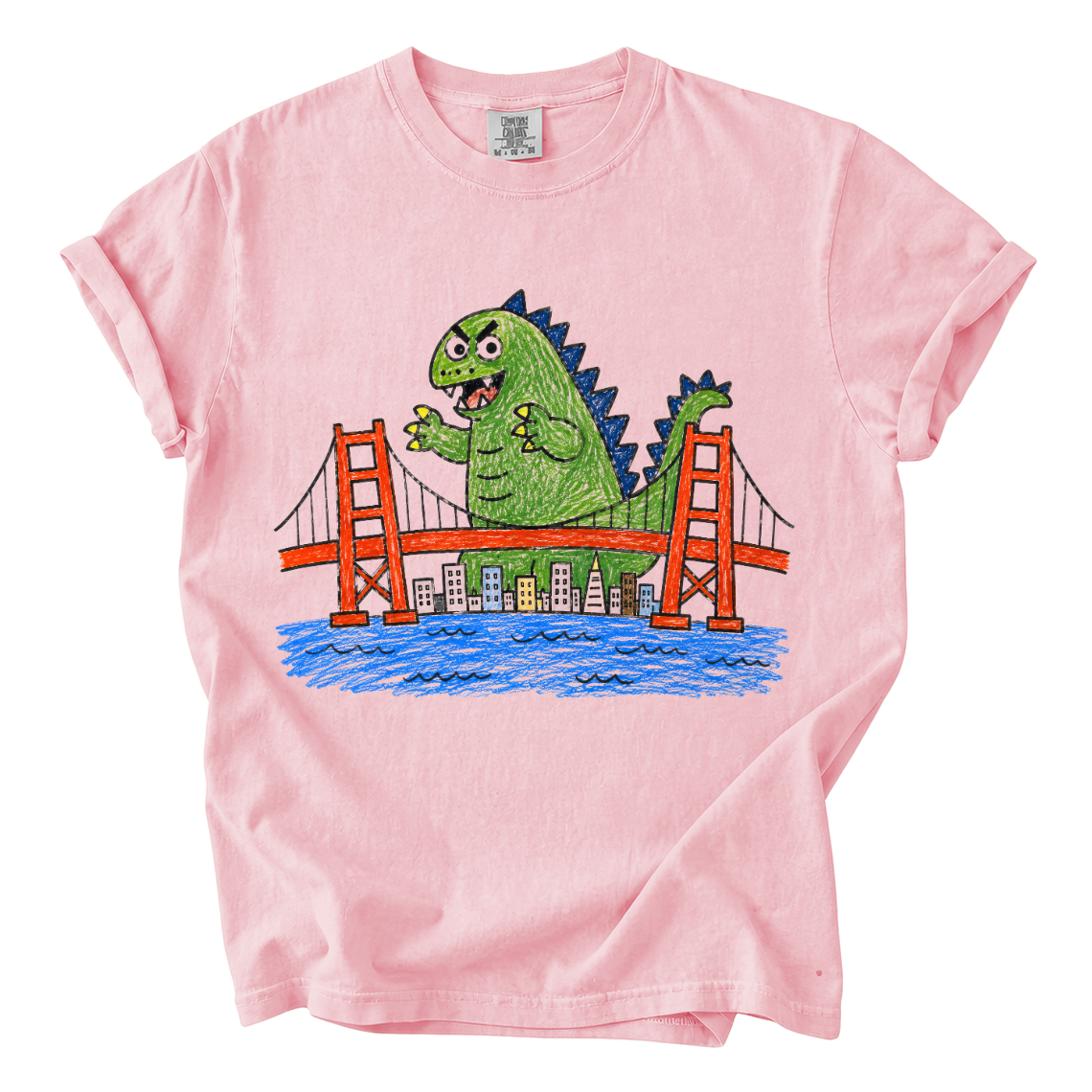 Godzilla Golden Gate Bridge Shirt – Funny Crayon Comfort Colors Tee