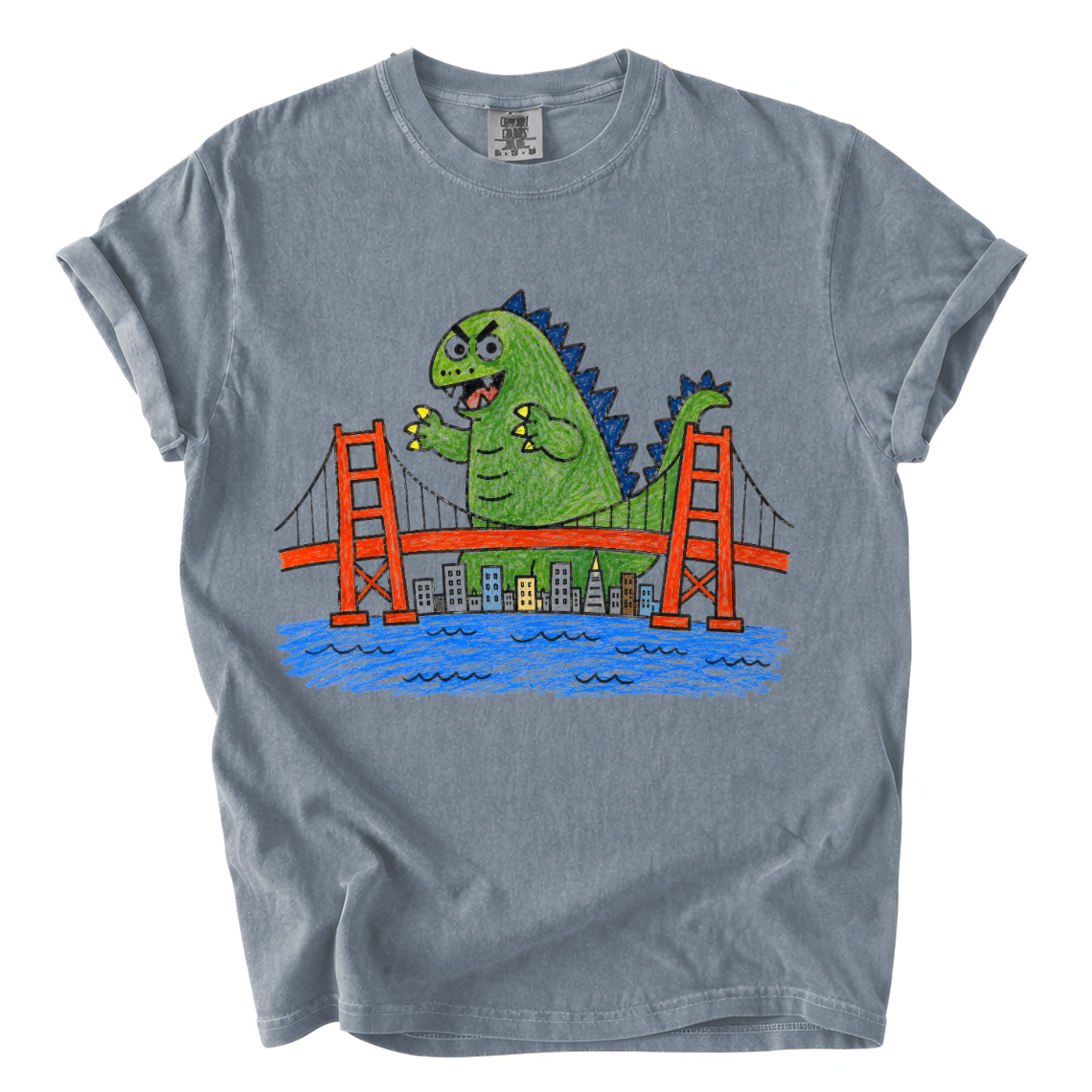 Godzilla Golden Gate Bridge Shirt – Funny Crayon Comfort Colors Tee