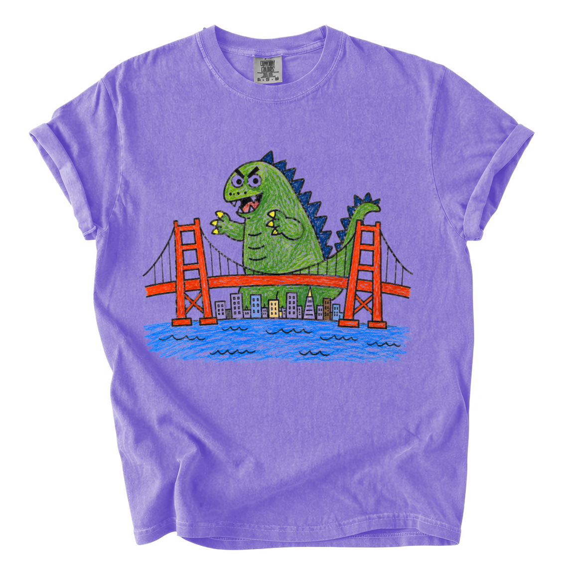 Godzilla Golden Gate Bridge Shirt – Funny Crayon Comfort Colors Tee