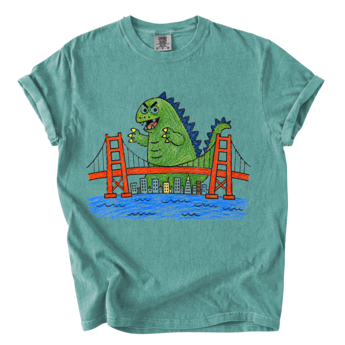 Godzilla Golden Gate Bridge Shirt – Funny Crayon Comfort Colors Tee