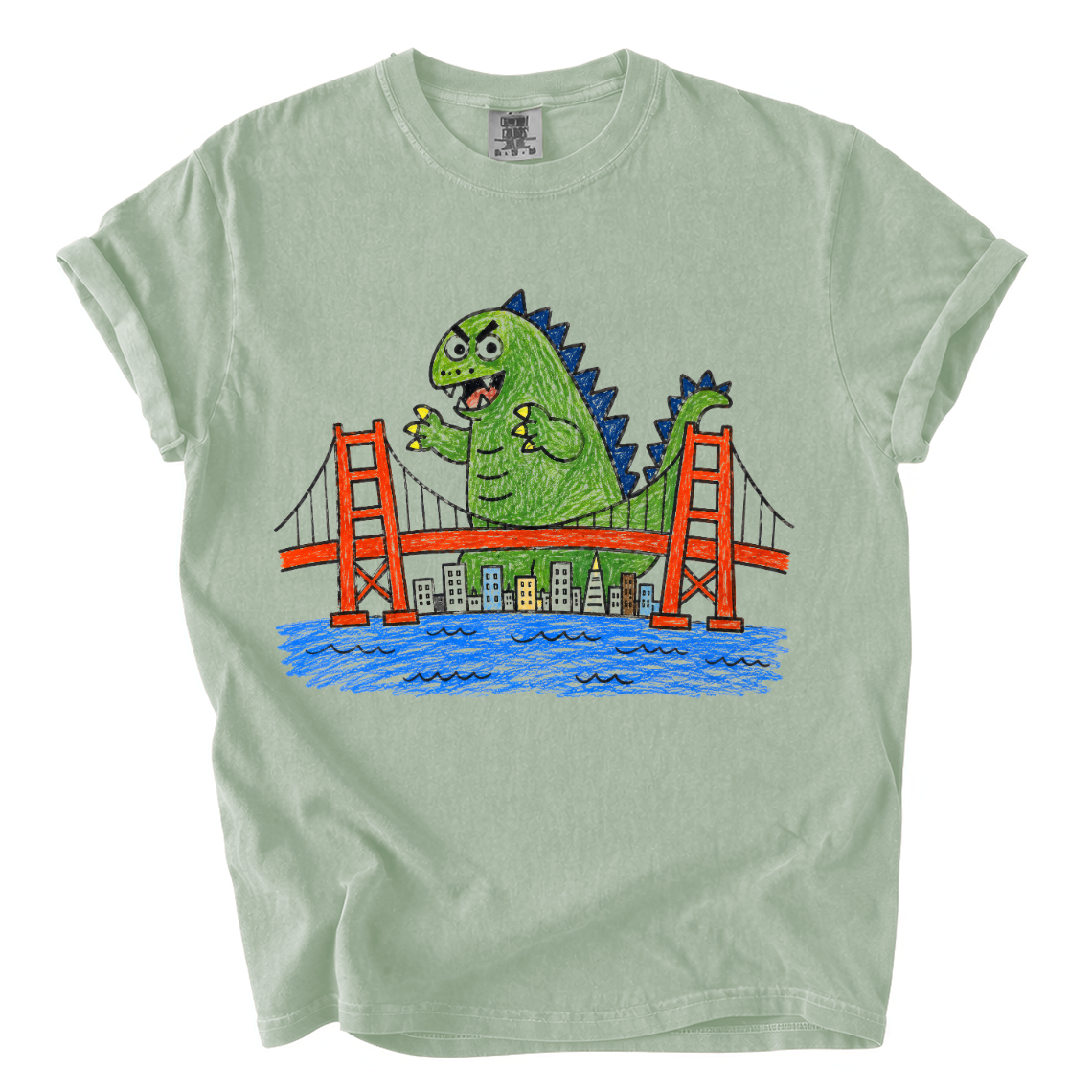 Godzilla Golden Gate Bridge Shirt – Funny Crayon Comfort Colors Tee