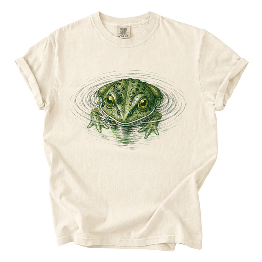 Floating Frog Shirt – Vintage Pond Frog Comfort Colors Graphic Tee