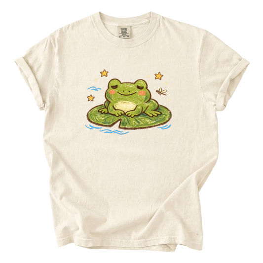 Frog on Lily Pad T-Shirt — Cute Meditating Frog Graphic Tee