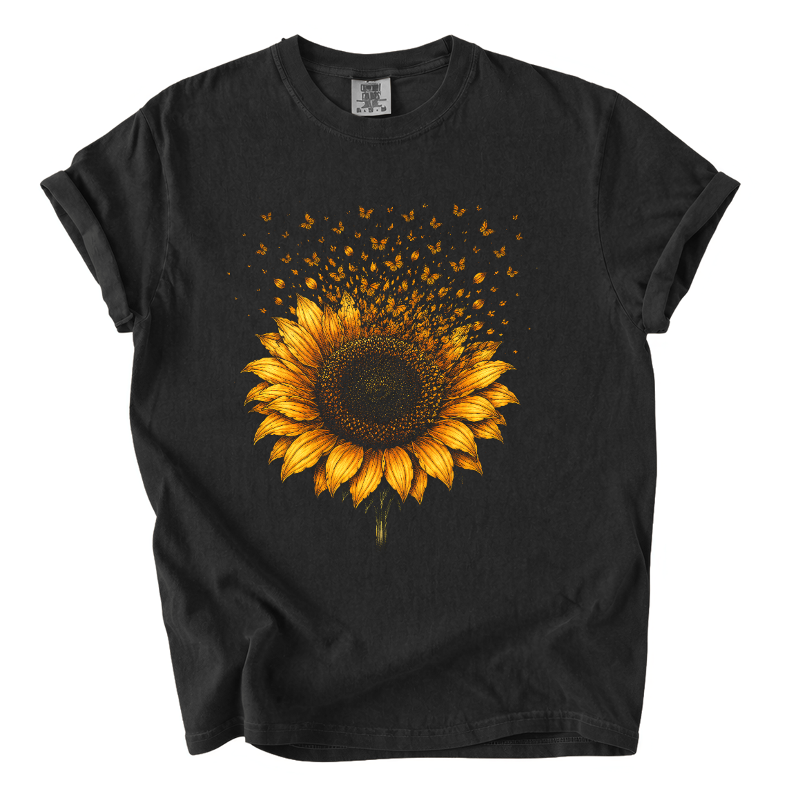 Sunflower Butterfly Shirt – Botanical Comfort Colors Graphic Tee