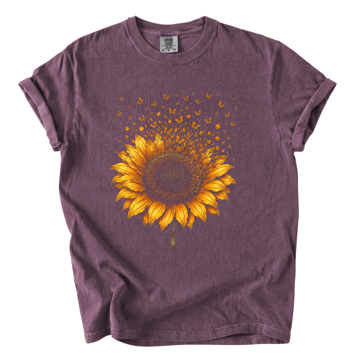 Sunflower Butterfly Shirt – Botanical Comfort Colors Graphic Tee