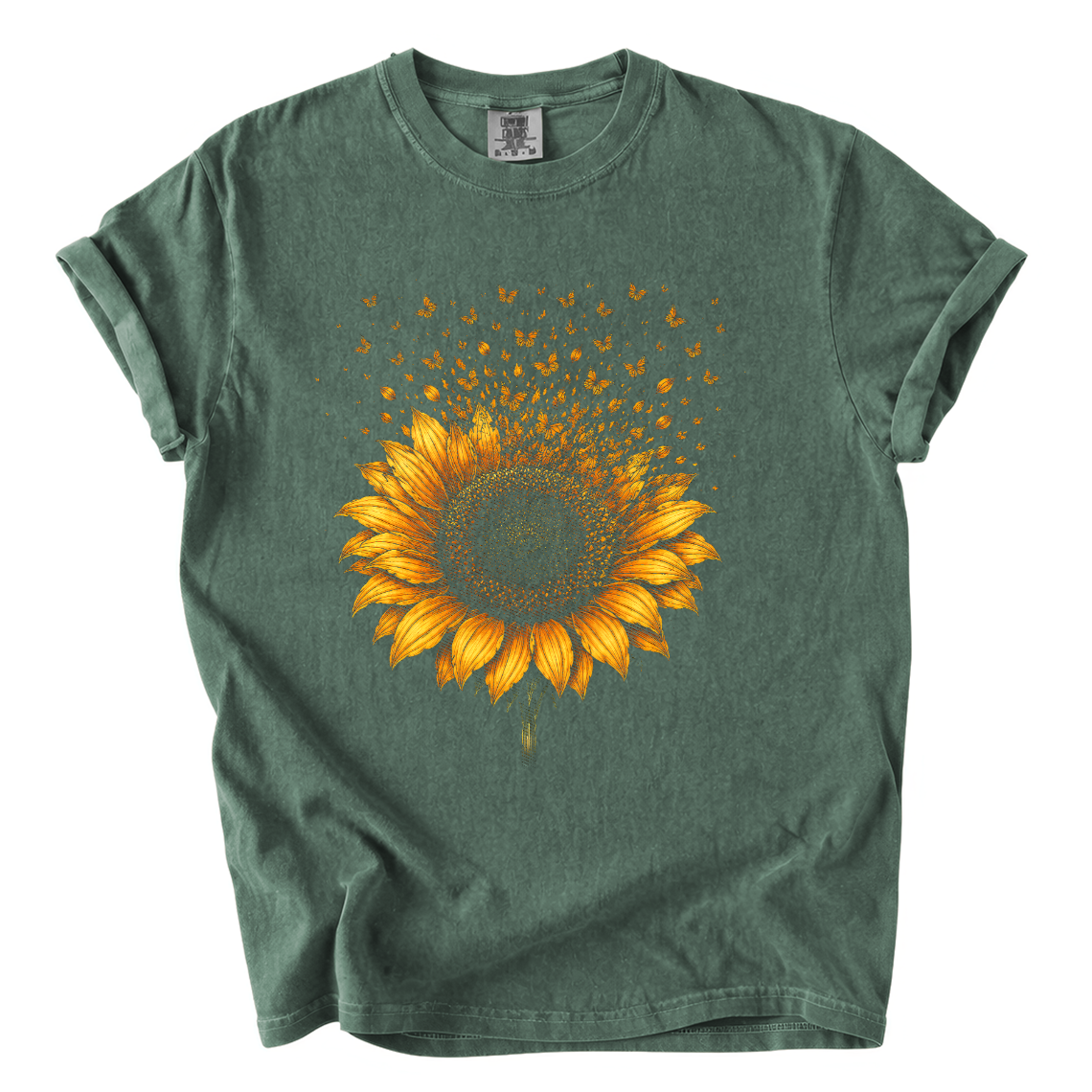 Sunflower Butterfly Shirt – Botanical Comfort Colors Graphic Tee