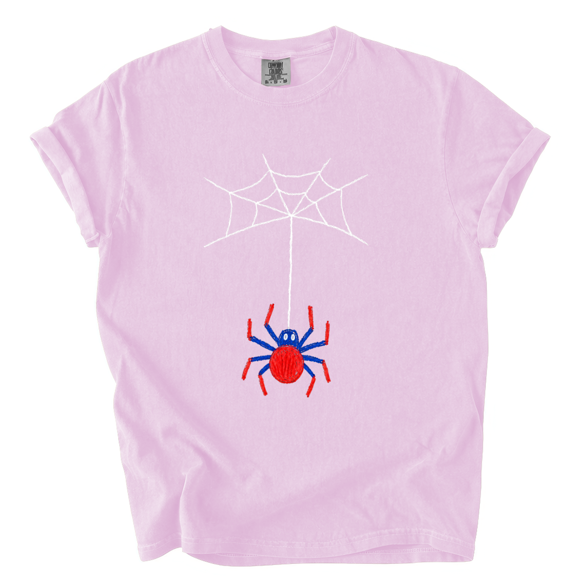Cute Hanging Spider Shirt – Hand-Drawn Web Comfort Colors Tee