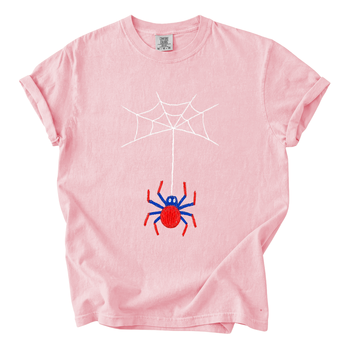 Cute Hanging Spider Shirt – Hand-Drawn Web Comfort Colors Tee