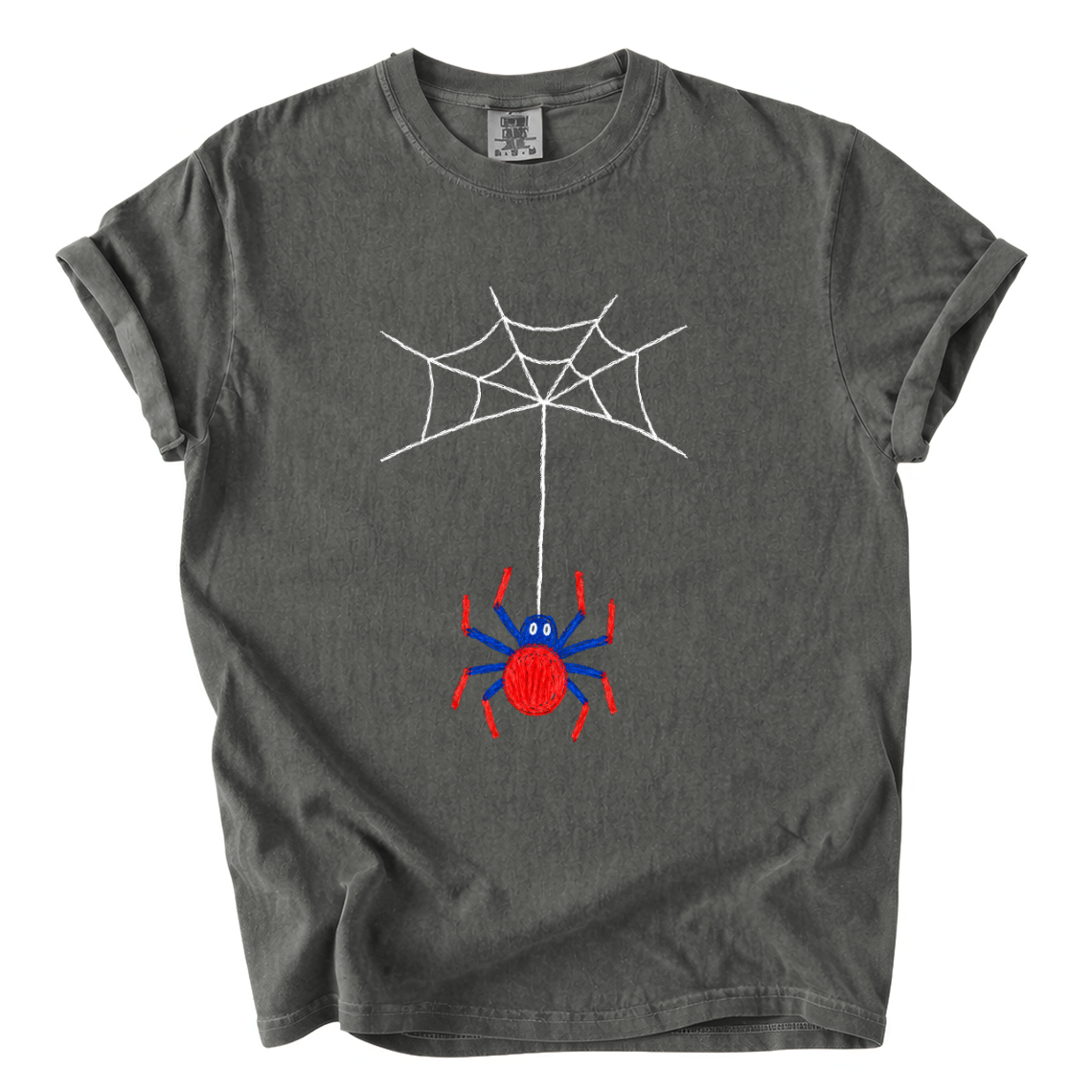 Cute Hanging Spider Shirt – Hand-Drawn Web Comfort Colors Tee