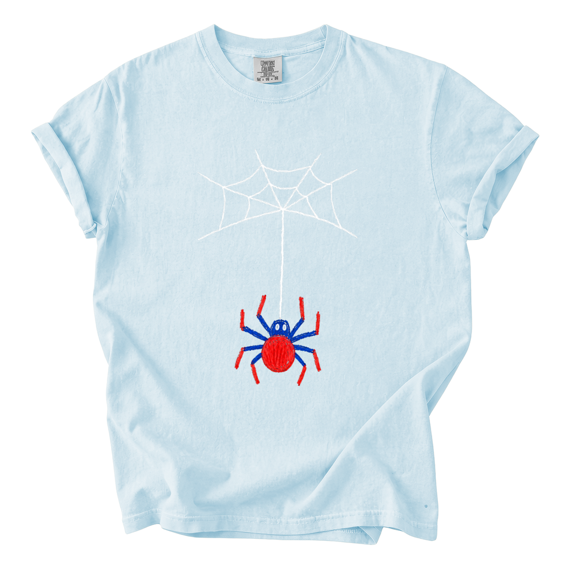 Cute Hanging Spider Shirt – Hand-Drawn Web Comfort Colors Tee