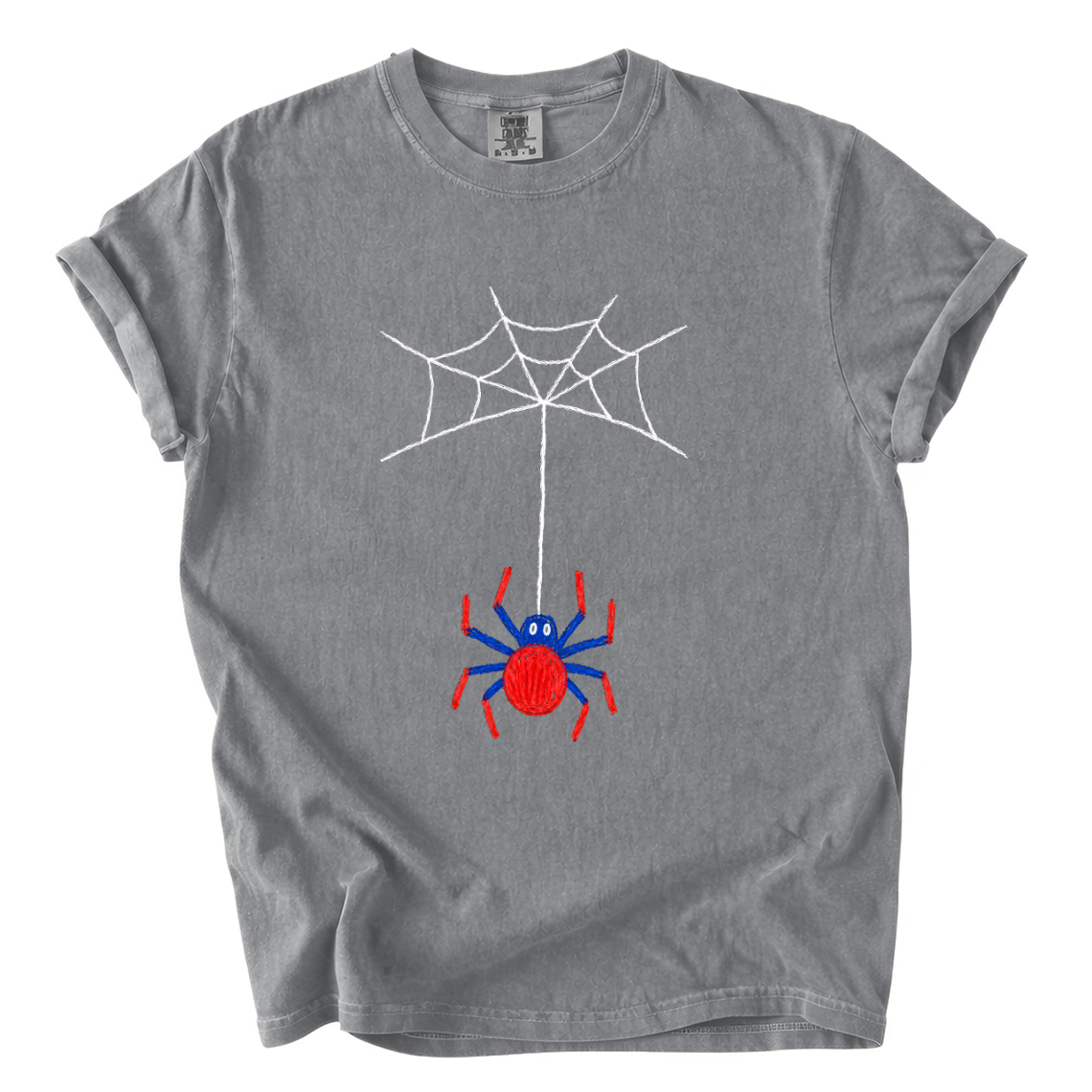 Cute Hanging Spider Shirt – Hand-Drawn Web Comfort Colors Tee