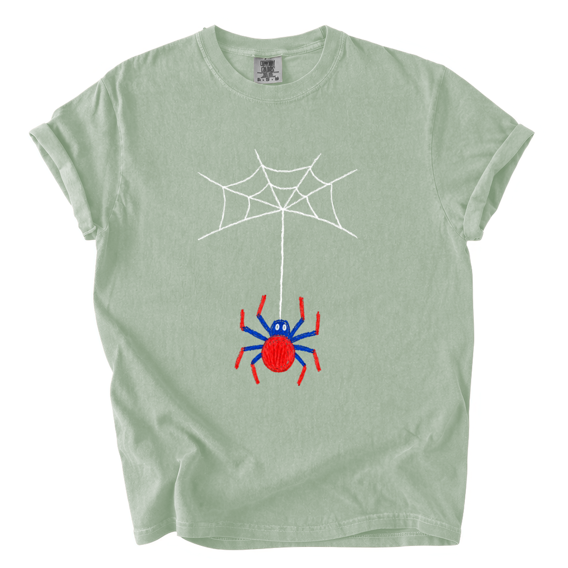 Cute Hanging Spider Shirt – Hand-Drawn Web Comfort Colors Tee
