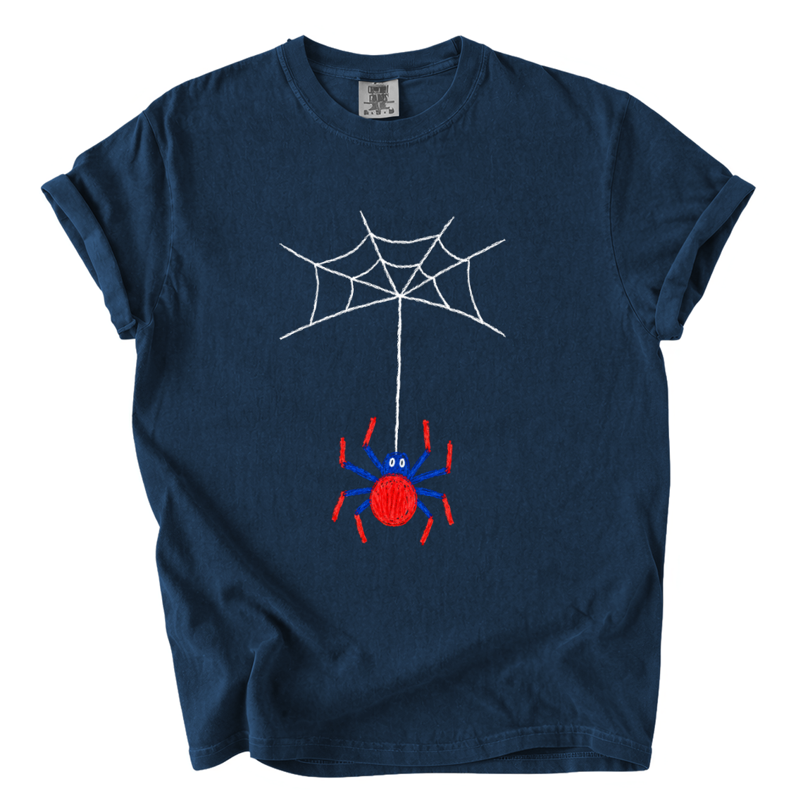 Cute Hanging Spider Shirt – Hand-Drawn Web Comfort Colors Tee