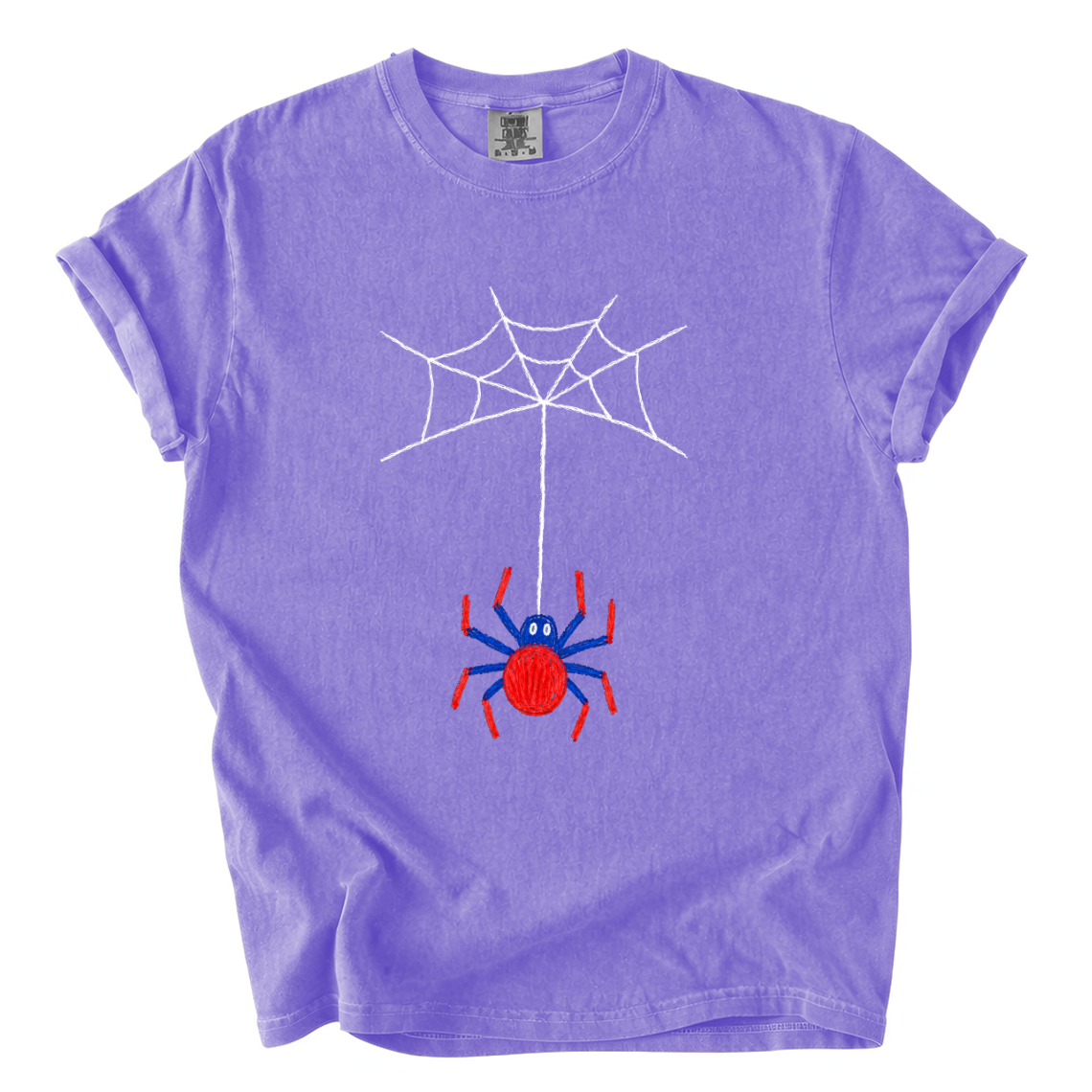 Cute Hanging Spider Shirt – Hand-Drawn Web Comfort Colors Tee