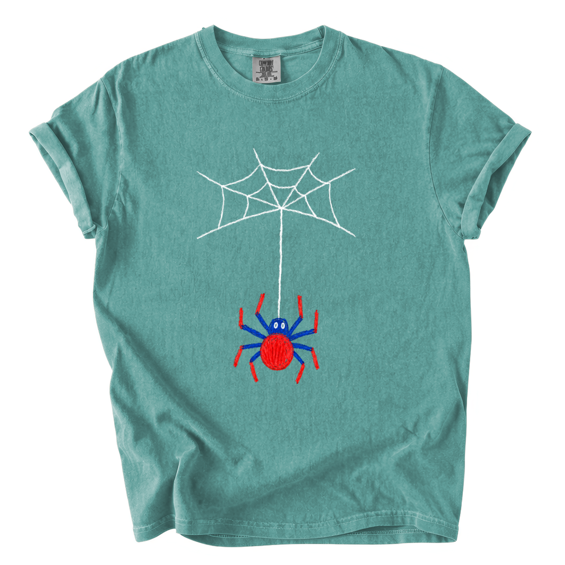 Cute Hanging Spider Shirt – Hand-Drawn Web Comfort Colors Tee