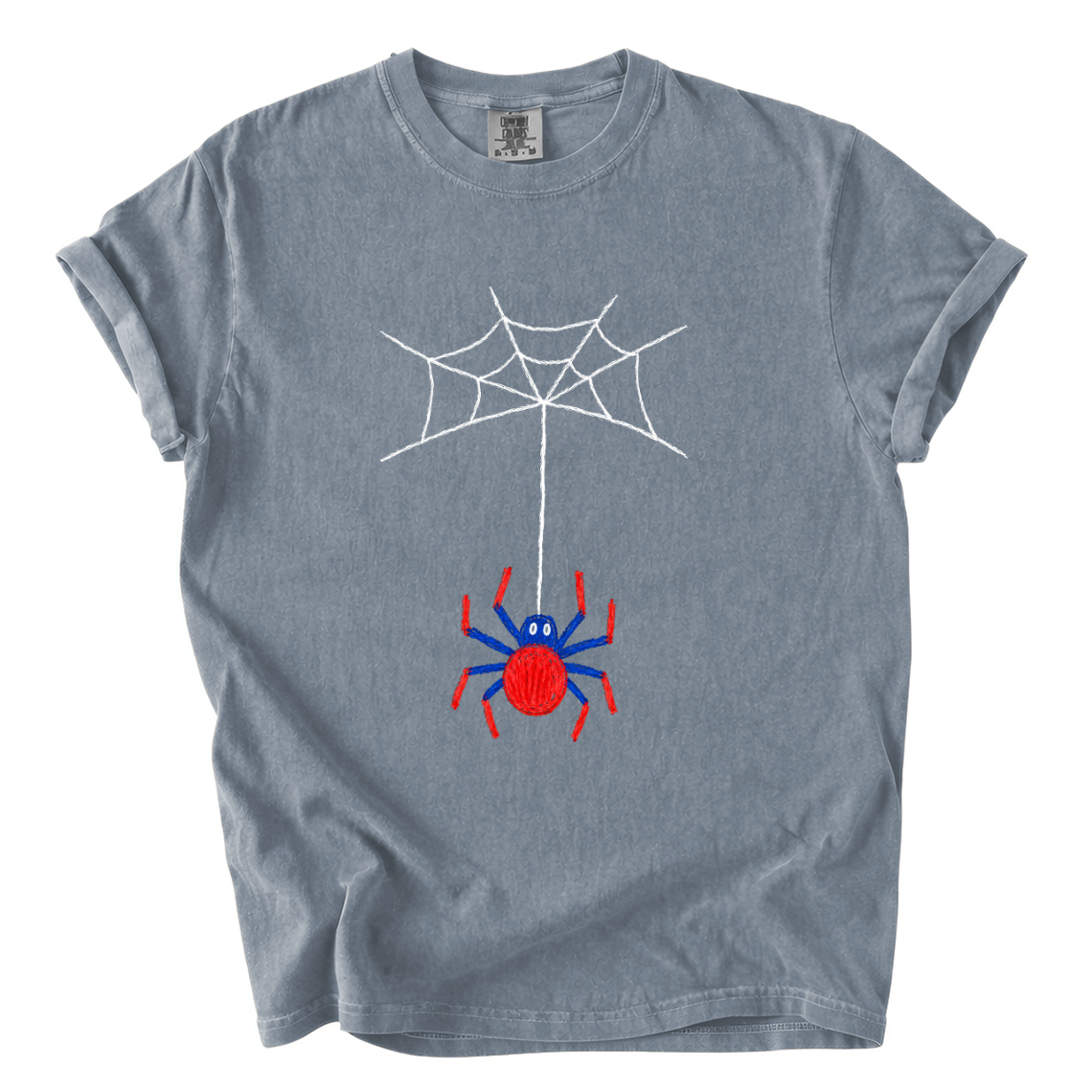 Cute Hanging Spider Shirt – Hand-Drawn Web Comfort Colors Tee