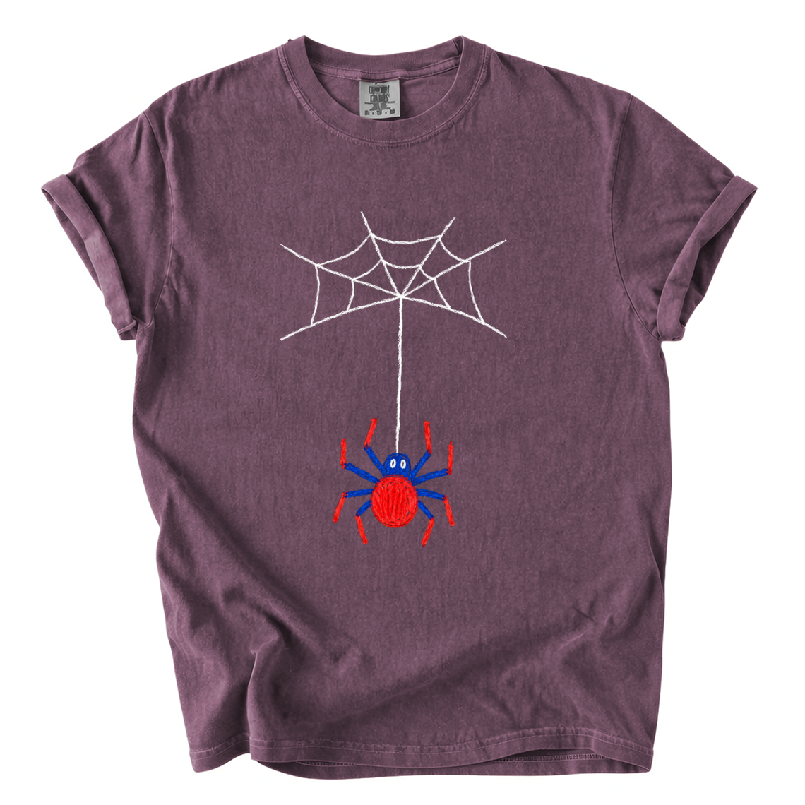 Cute Hanging Spider Shirt – Hand-Drawn Web Comfort Colors Tee