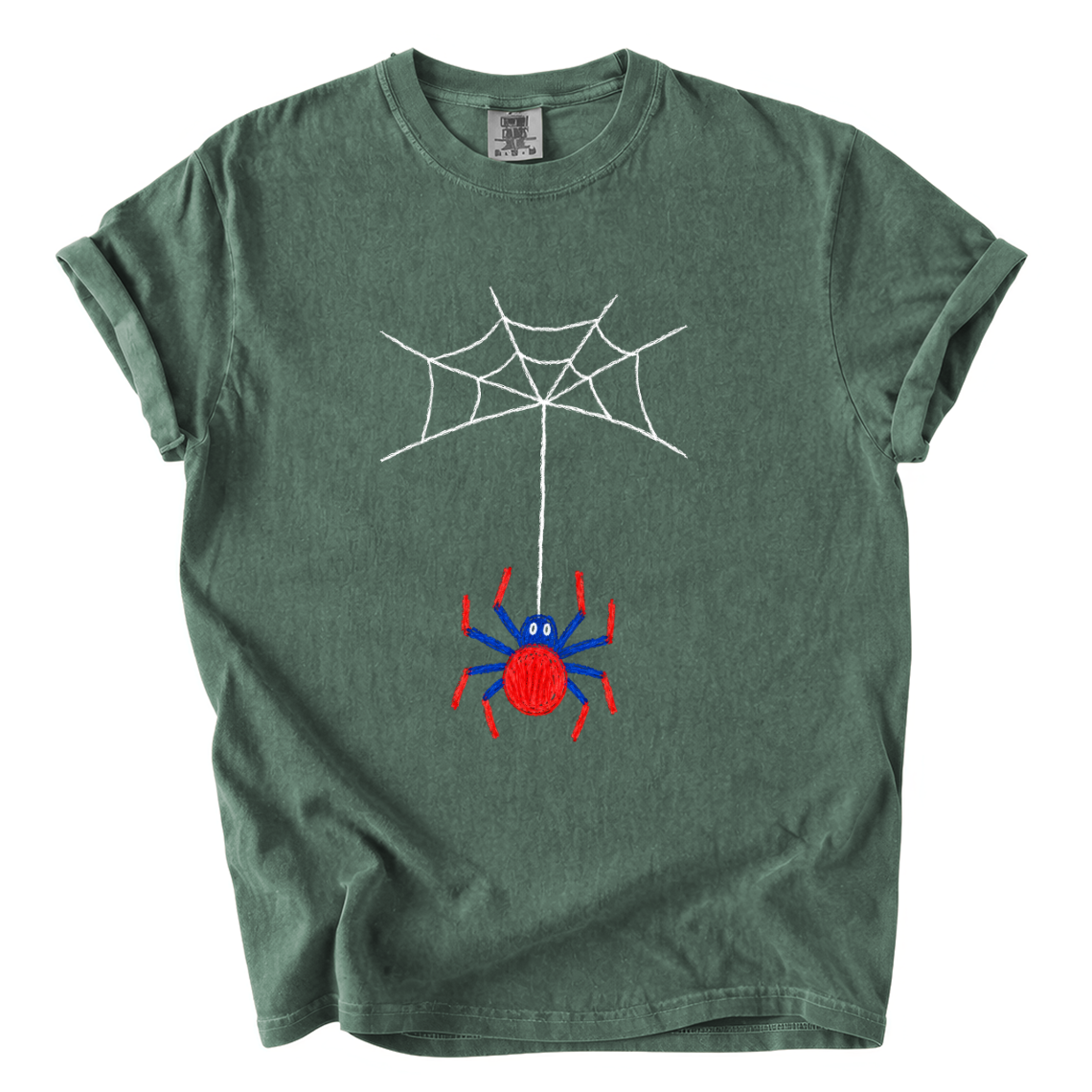 Cute Hanging Spider Shirt – Hand-Drawn Web Comfort Colors Tee