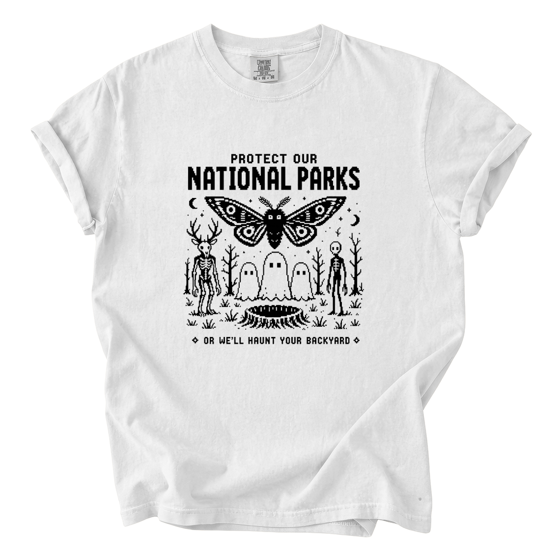 Protect Our National Parks Shirt – Funny Cryptid Pixel Art Comfort Colors Tee