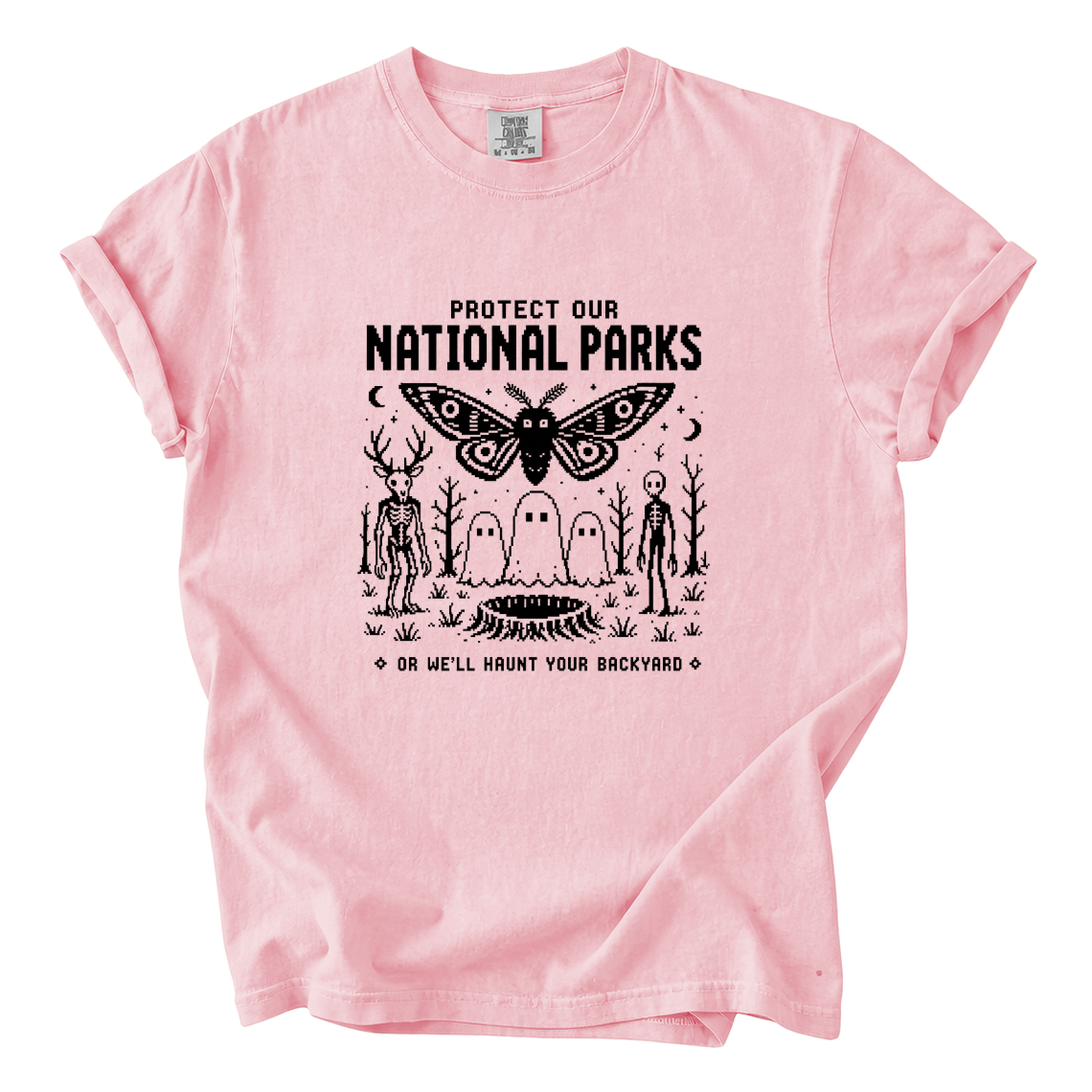 Protect Our National Parks Shirt – Funny Cryptid Pixel Art Comfort Colors Tee