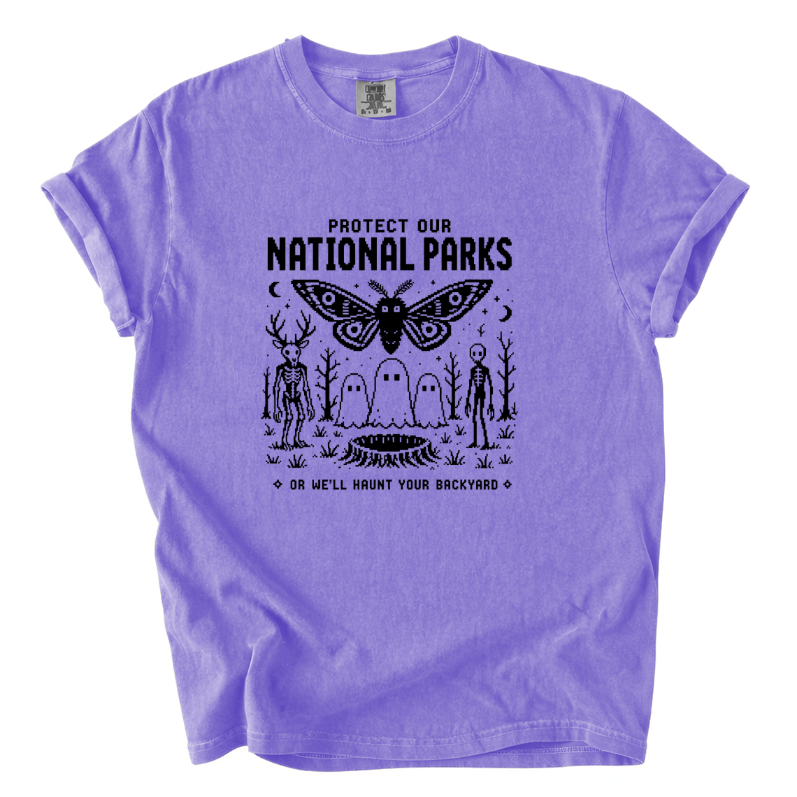 Protect Our National Parks Shirt – Funny Cryptid Pixel Art Comfort Colors Tee