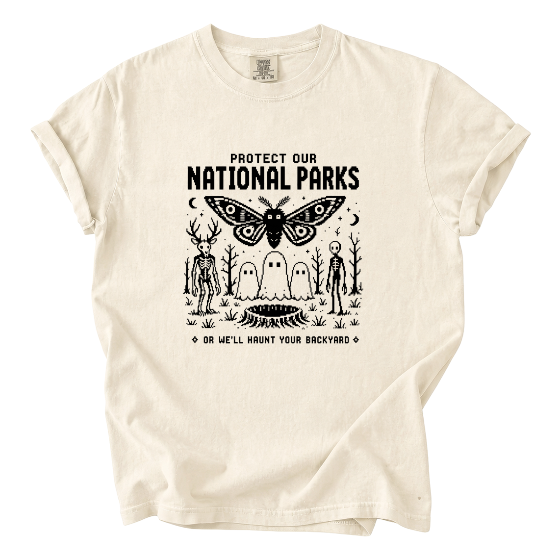 Protect Our National Parks Shirt – Funny Cryptid Pixel Art Comfort Colors Tee