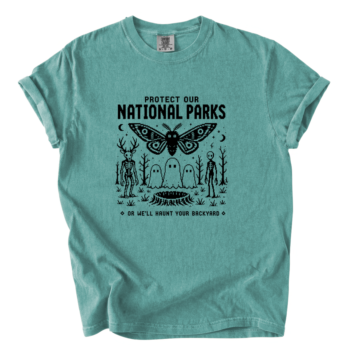 Protect Our National Parks Shirt – Funny Cryptid Pixel Art Comfort Colors Tee