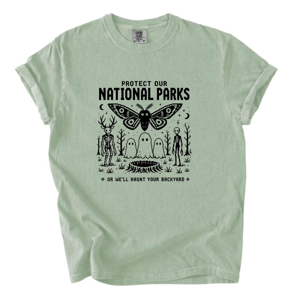 Protect Our National Parks Shirt – Funny Cryptid Pixel Art Comfort Colors Tee