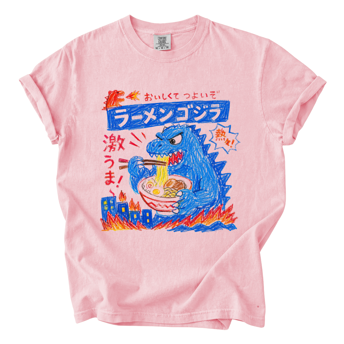 Godzilla Eating Ramen Shirt – Funny Hand-Drawn Comfort Colors Tee