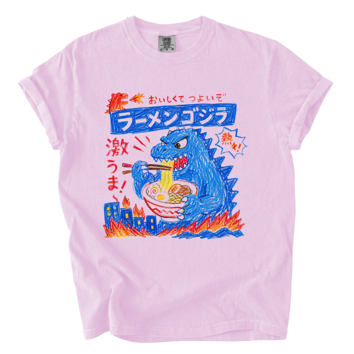 Godzilla Eating Ramen Shirt – Funny Hand-Drawn Comfort Colors Tee