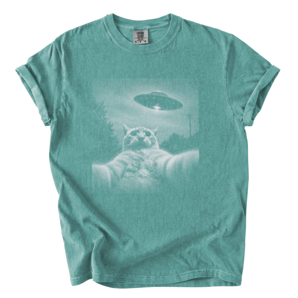 Cat Selfie UFO Shirt – Funny Alien Sighting Comfort Colors Tee