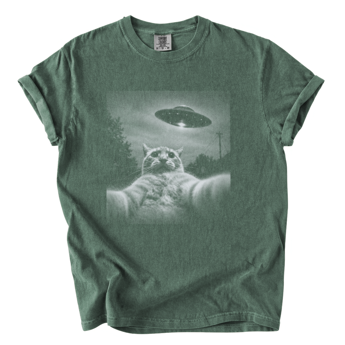 Cat Selfie UFO Shirt – Funny Alien Sighting Comfort Colors Tee