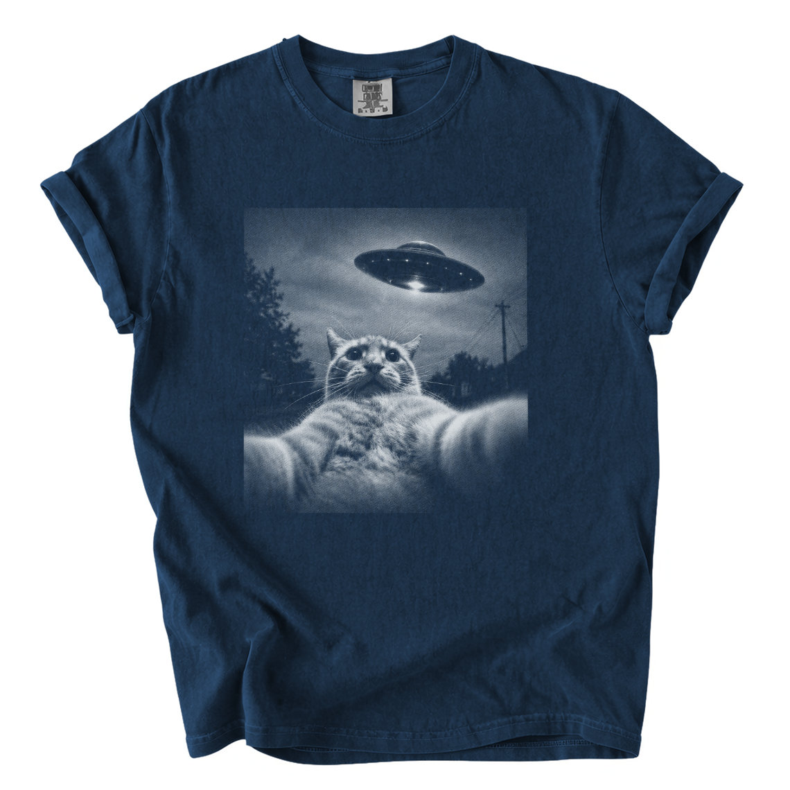 Cat Selfie UFO Shirt – Funny Alien Sighting Comfort Colors Tee