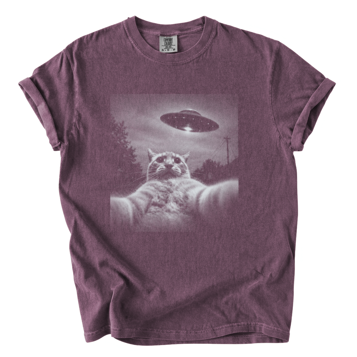Cat Selfie UFO Shirt – Funny Alien Sighting Comfort Colors Tee