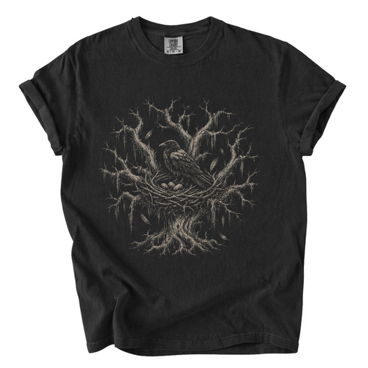 Gothic Crow Nest Shirt – Dark Forest Comfort Colors Graphic Tee
